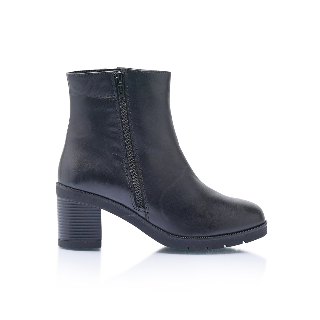 Shuropody | Mary Women's Leather Double Zip Block Heel Ankle Boot
